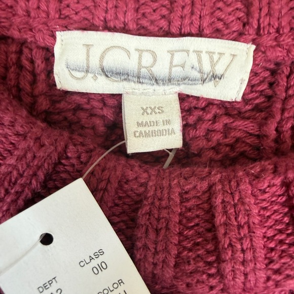 J. CREW Cable-knit crewneck sweater mulberry XXS NWT - Picture 7 of 9